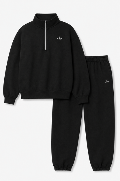 Quarter Zip Set - Jet Black