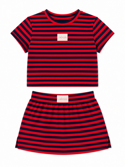 Striped Mini Skirt Set