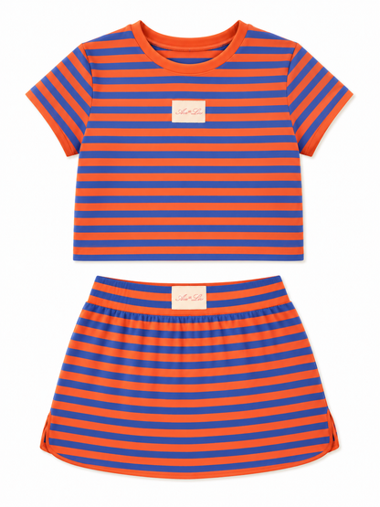 Striped Mini Skirt Set