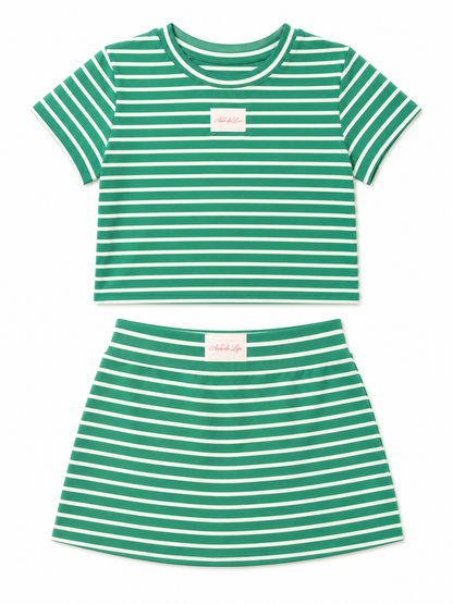 Striped Mini Skirt Set