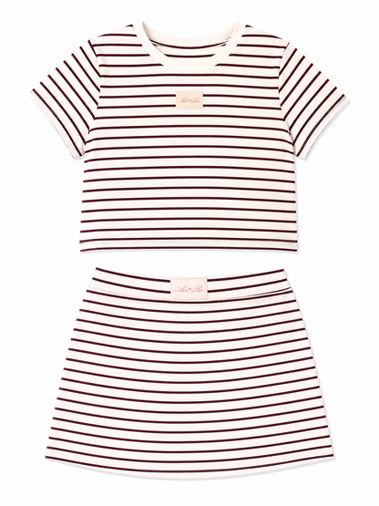 Striped Mini Skirt Set