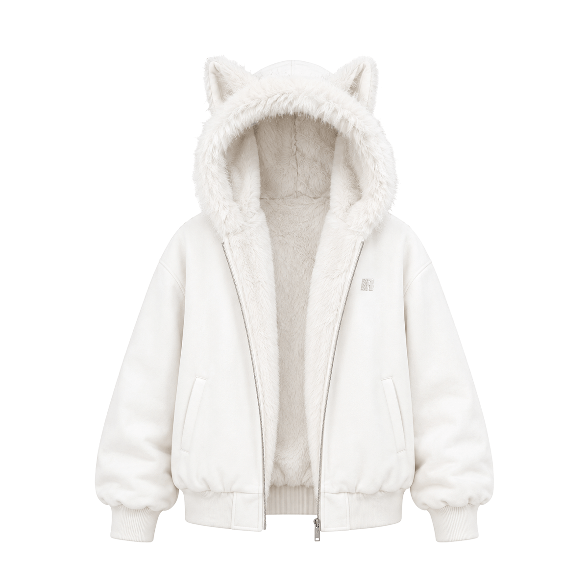 Kitty Leopard Hoodie - White
