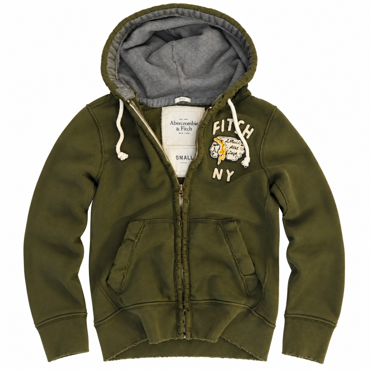 Olive Tiger NY Zip Hoodie — Front