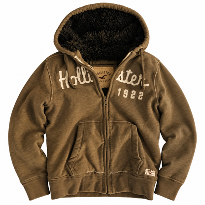 Tan Hollister Sherpa Hoodie — Front