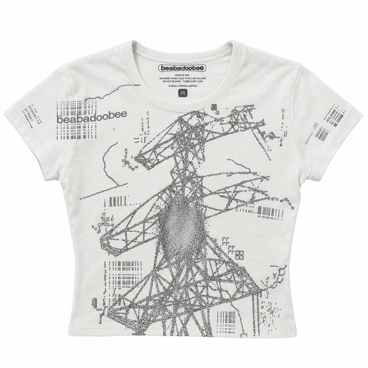 Powerlines Baby Tee - White