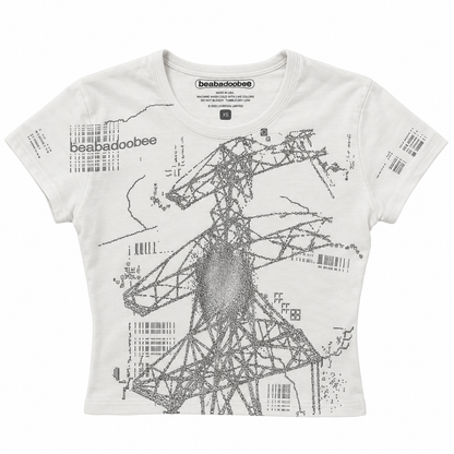 Powerlines Baby Tee - White