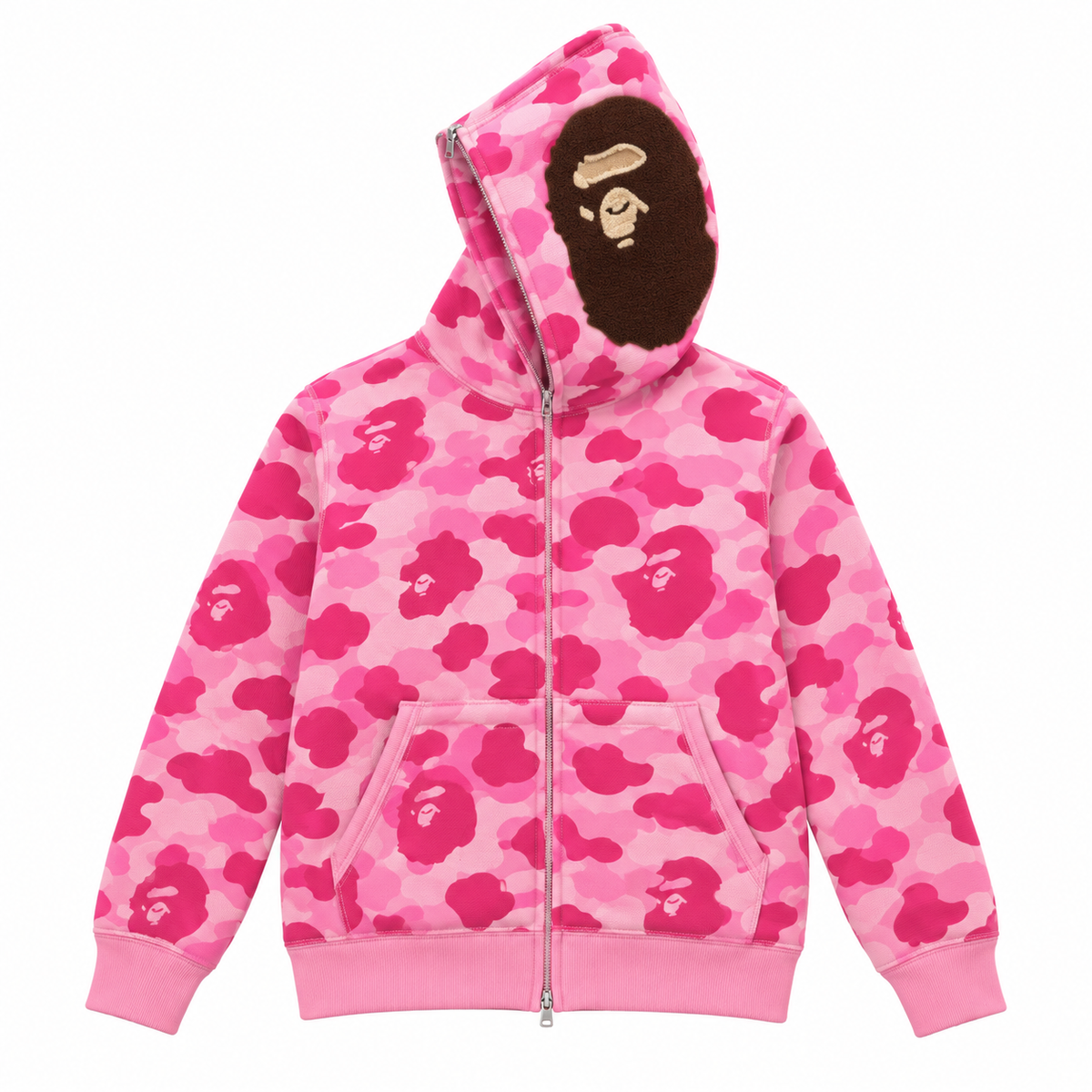 Camo Zip Hoodie Collection — Monkey — Pink