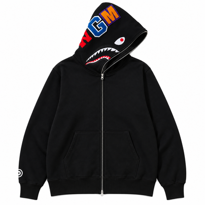 Camo Zip Hoodie Collection — Shark — Black