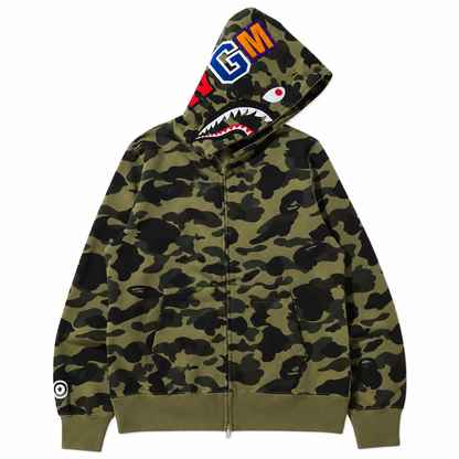 Camo Zip Hoodie Collection — Shark — Olive