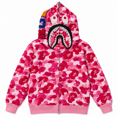Camo Zip Hoodie Collection — Shark — Pink