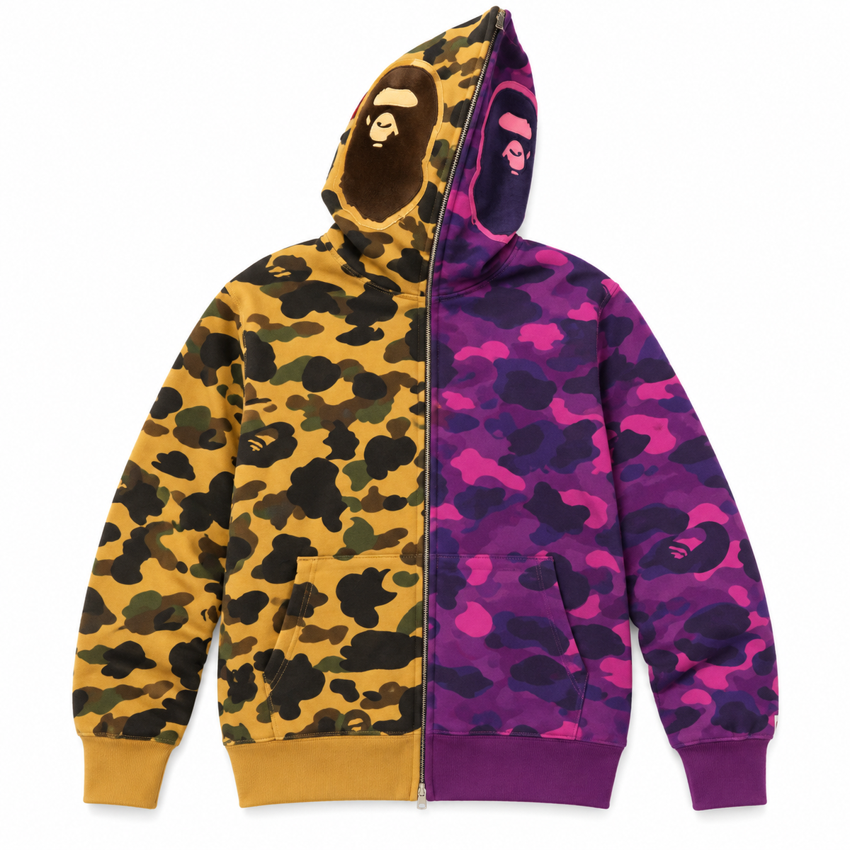 Camo Zip Hoodie Collection — Split — Gold / Purple