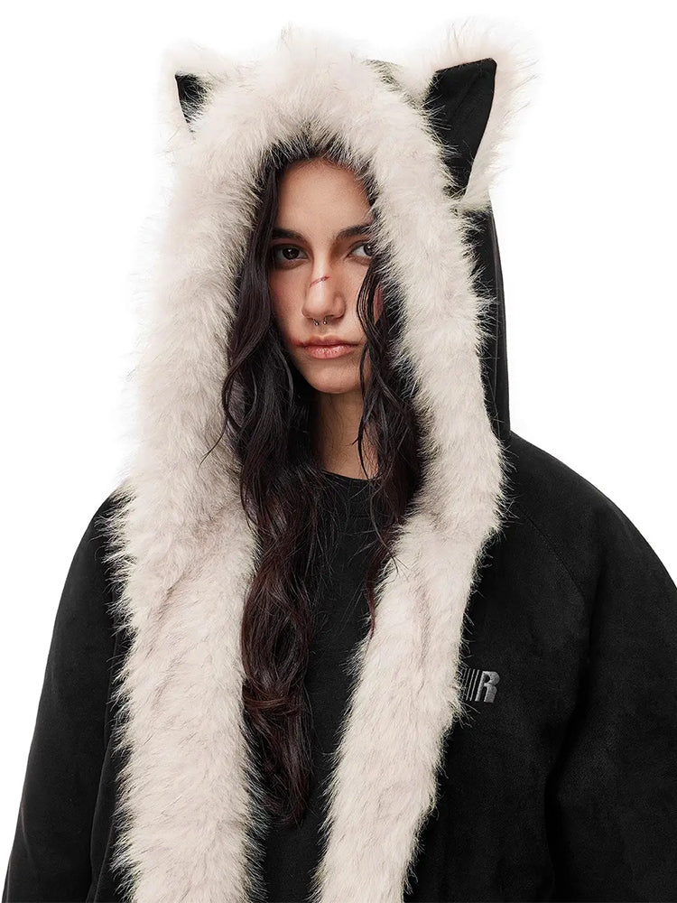 Kitty Leopard Hoodie - Black
