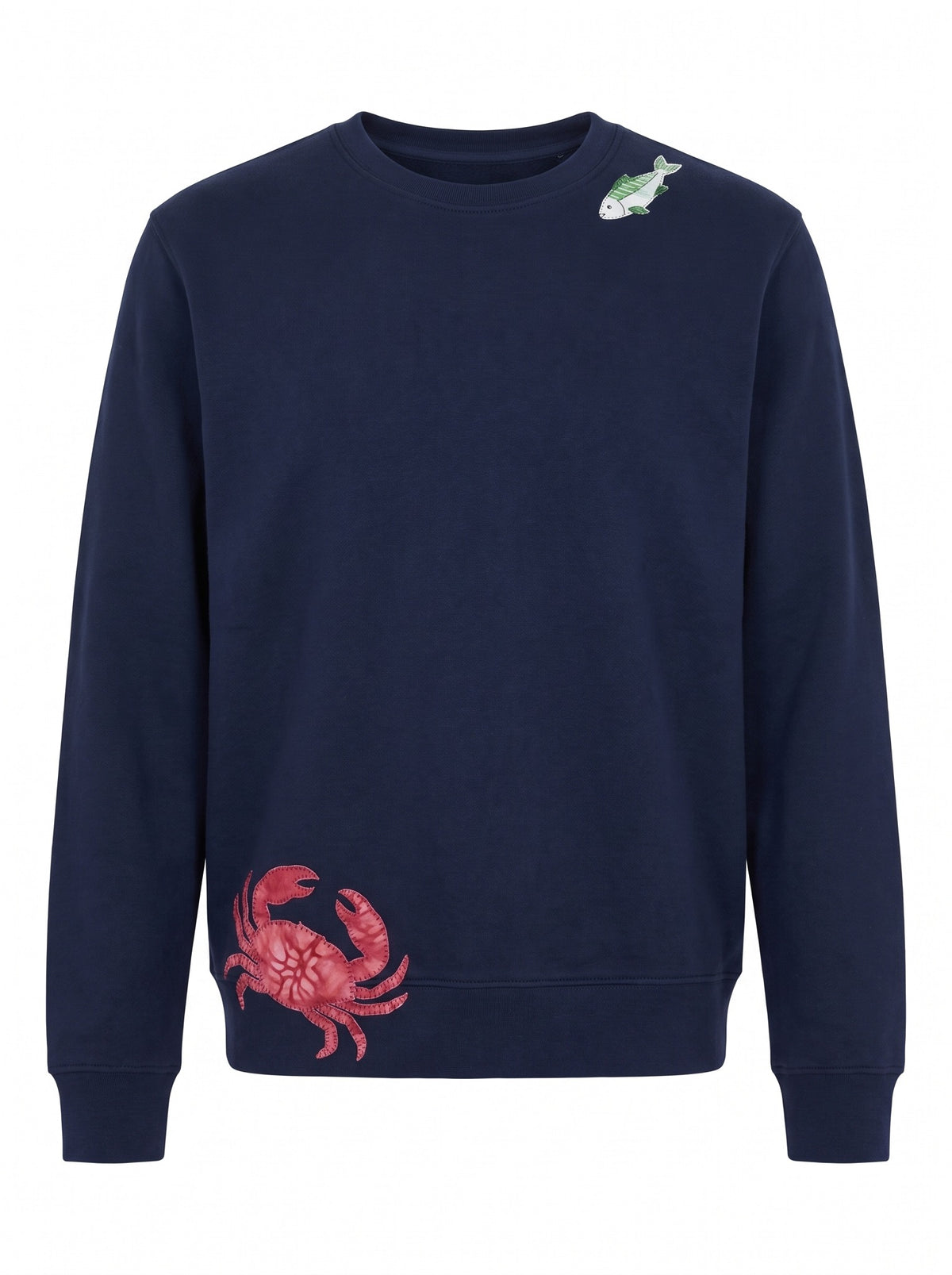 Fish Applique Sweatshirts - Navy Crab Crewneck