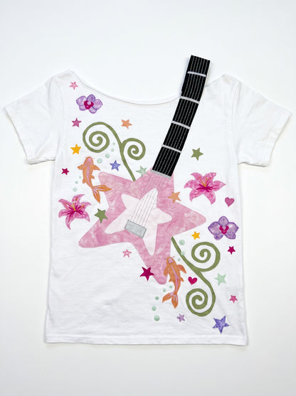 Guitar Applique Tees - White - Pink Star Guitar
