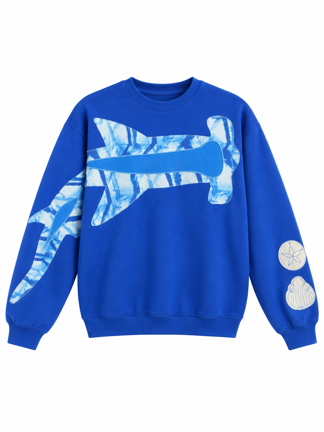 Blue Shark Crewneck - Corrected Applique Placement