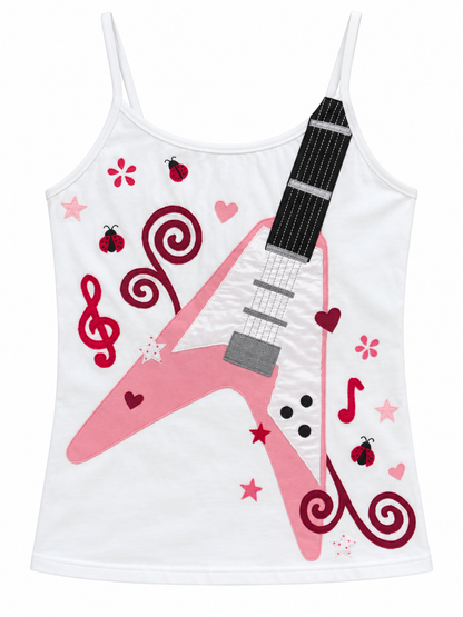 White - Pink Angular Guitar Cami