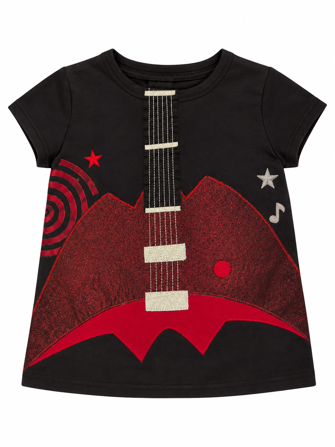 Black - Red Bat Guitar Top