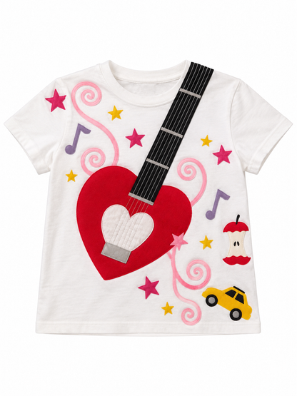 White - Red Heart Guitar Top