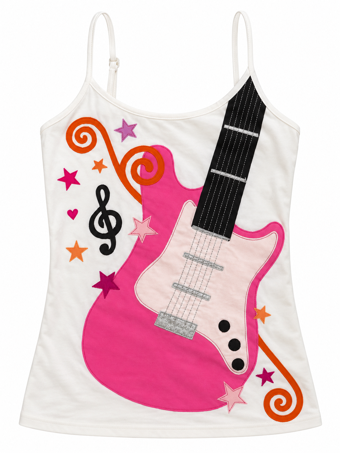 White - Hot Pink Guitar Cami