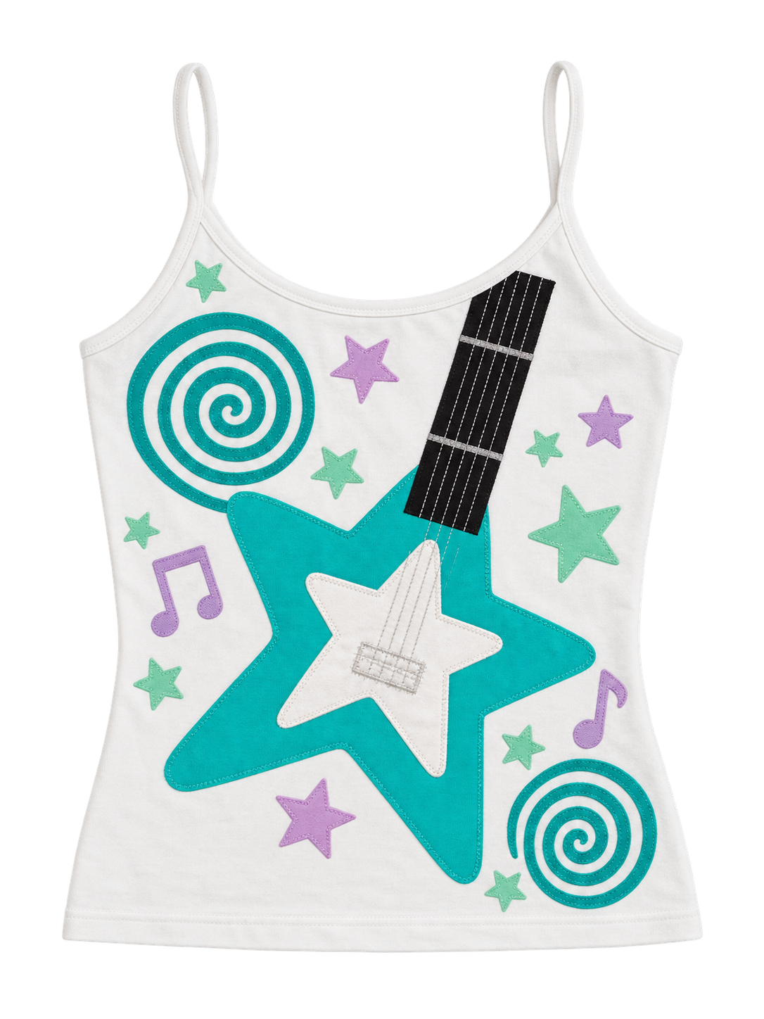 White - Teal Star Cami