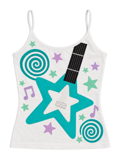White - Teal Star Cami