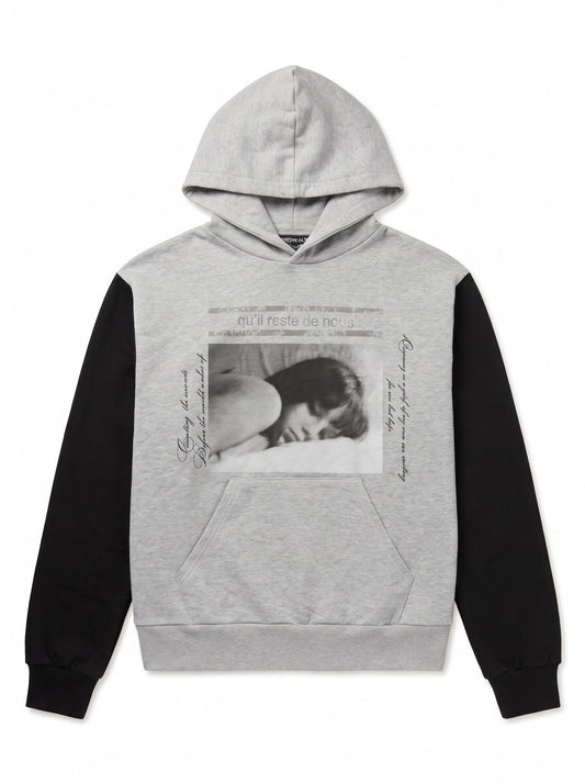 Sleeping Photo Contrast Hoodie