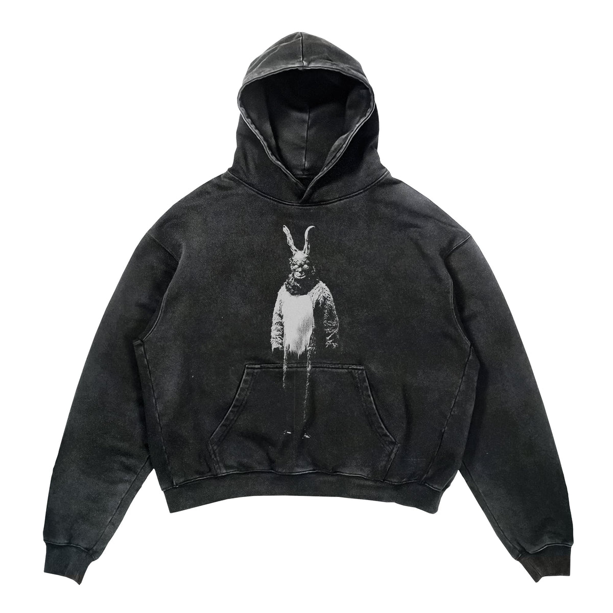 Washed Black Rabbit Hoodie — front