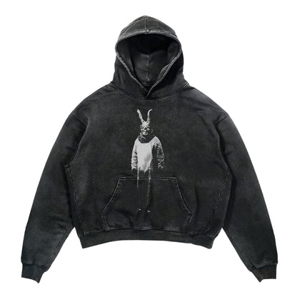 Washed Black Rabbit Hoodie — front