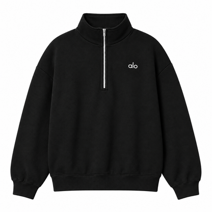 Quarter Zip Top — Jet Black — Top only