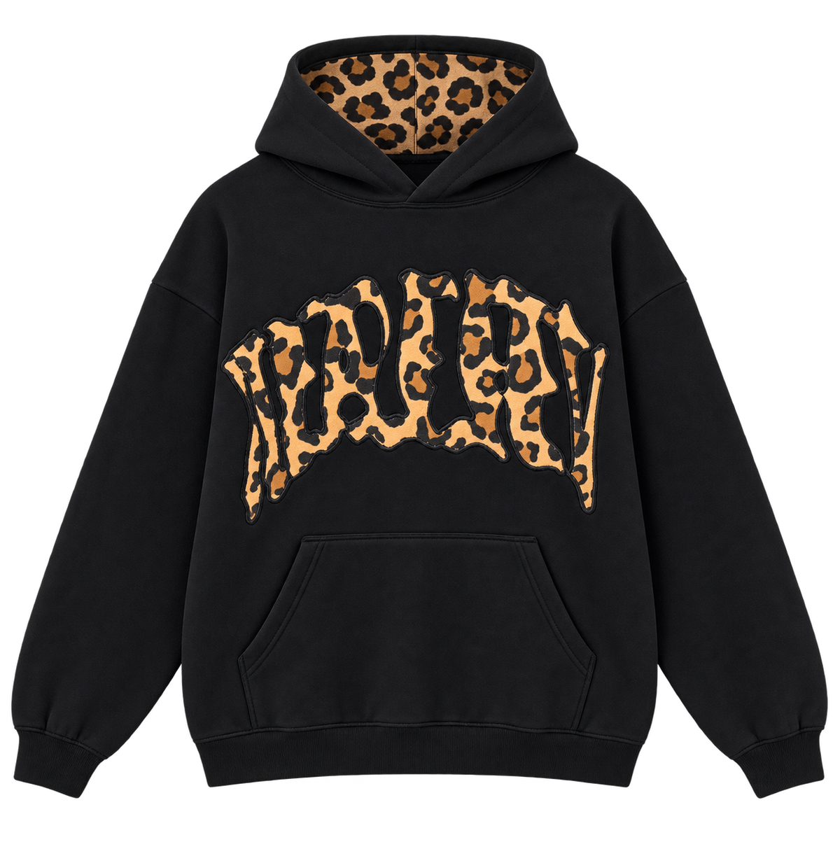Black / Brown Leopard — Hoodie — Front