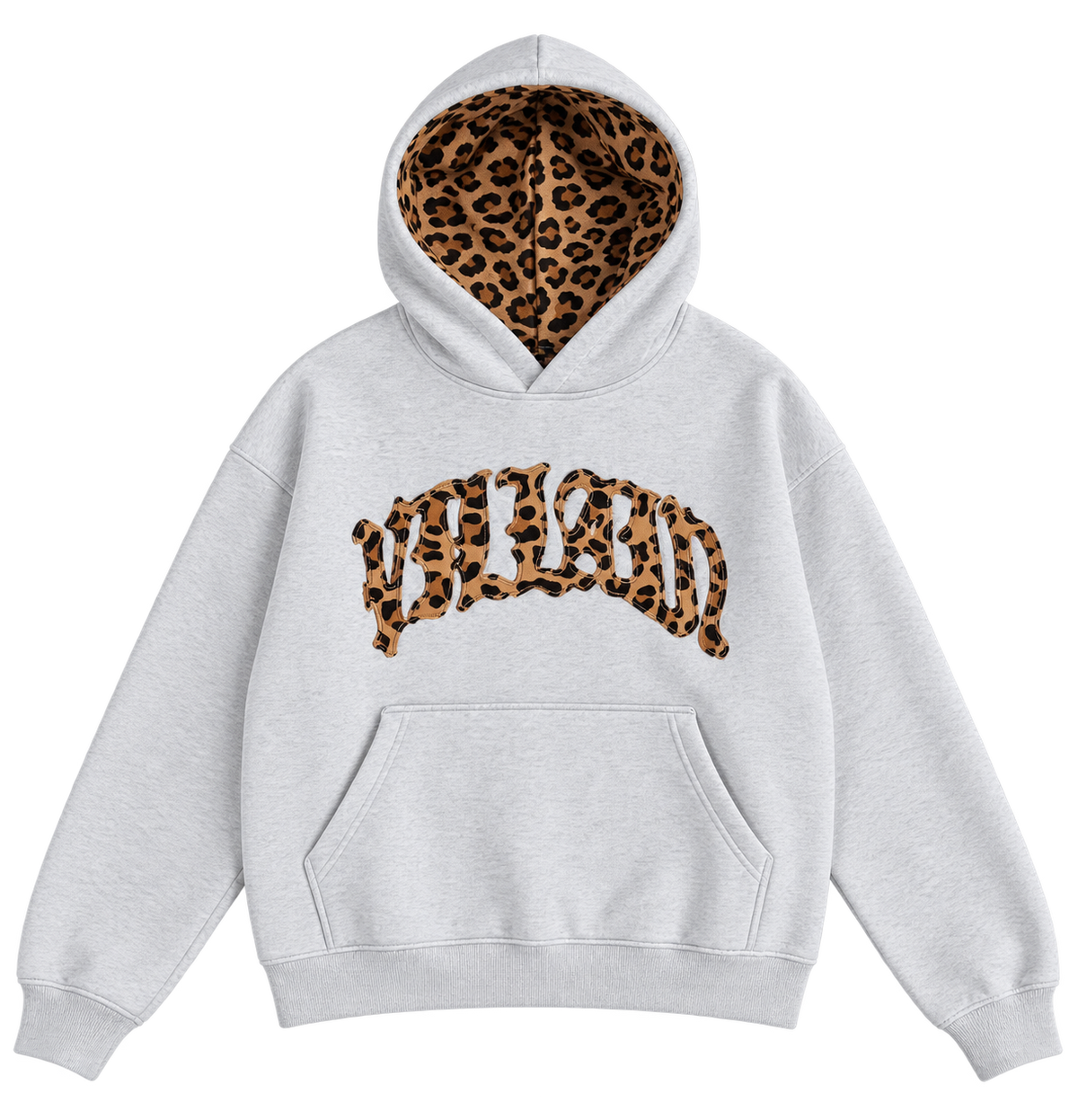 Light Gray / Brown Leopard — Hoodie — Front