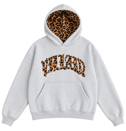 Light Gray / Brown Leopard — Hoodie — Front