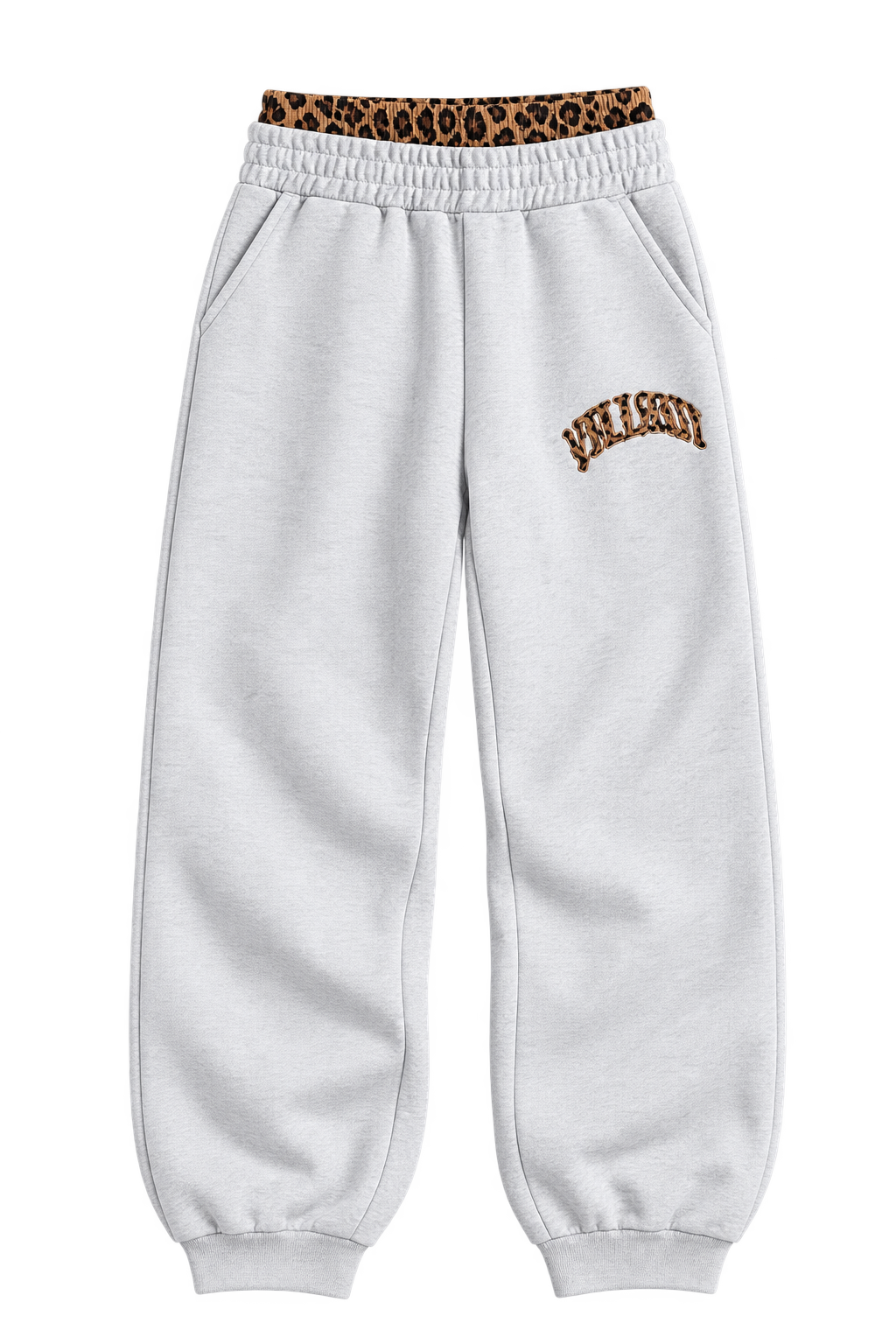 Light Gray / Brown Leopard — Pants — Front