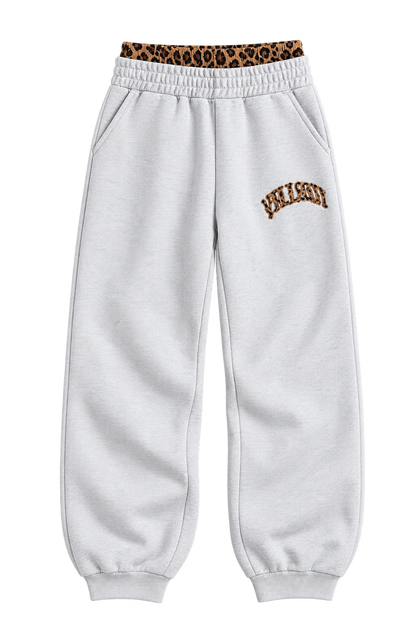 Light Gray / Brown Leopard — Pants — Front