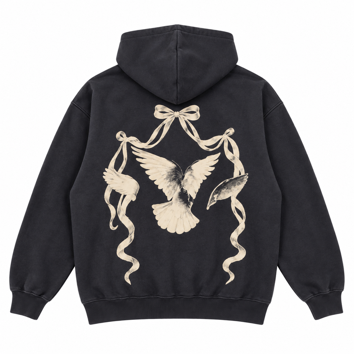 Dove Ribbon Hoodie - Black