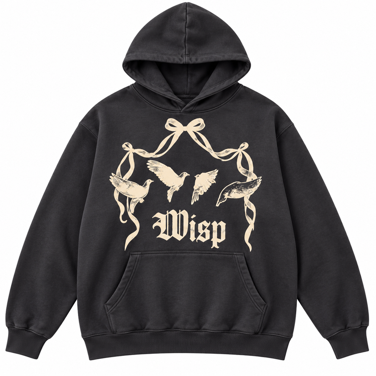 Dove Ribbon Hoodie - Black