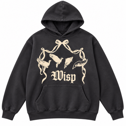 Dove Ribbon Hoodie - Black